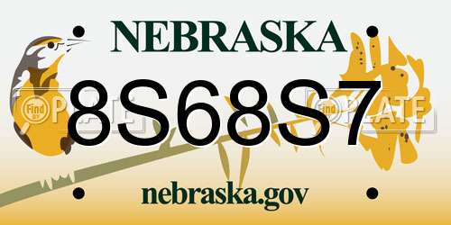 8S68S7 Nebraska License Plate