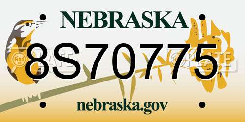 8S70775 Nebraska License Plate