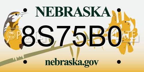 8S75B0 Nebraska License Plate