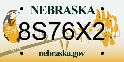 8S76X2 Nebraska License Plate