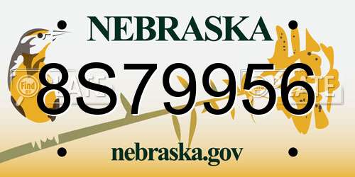 8S79956 Nebraska License Plate