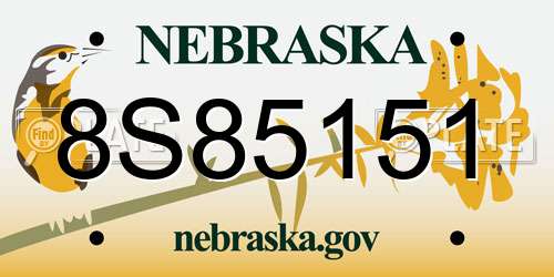 8S85151 Nebraska License Plate
