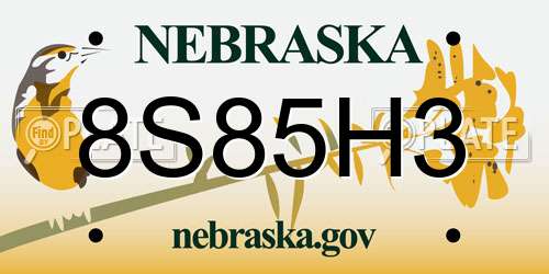 8S85H3 Nebraska License Plate
