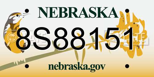 8S88151 Nebraska License Plate