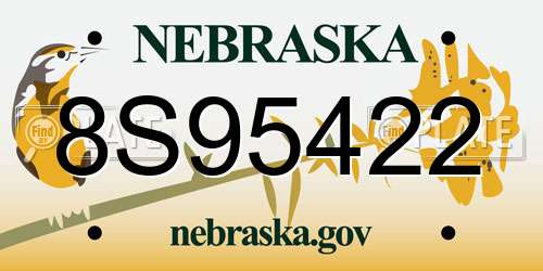 8S95422 Nebraska License Plate