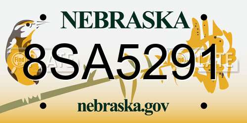 8SA5291 Nebraska License Plate