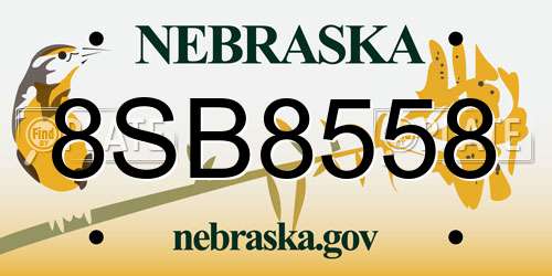8SB8558 Nebraska License Plate