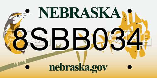 8SBB034 Nebraska License Plate