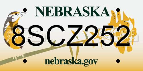 8SCZ252 Nebraska License Plate
