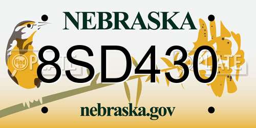 8SD430 Nebraska License Plate