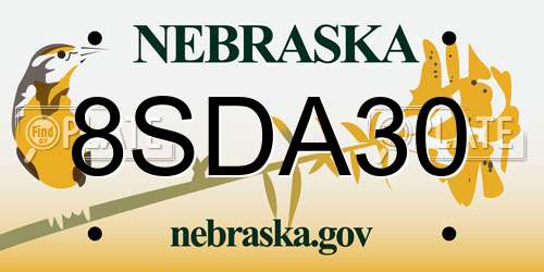8SDA30 Nebraska License Plate