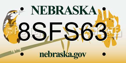 8SFS63 Nebraska License Plate