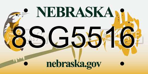 8SG5516 Nebraska License Plate
