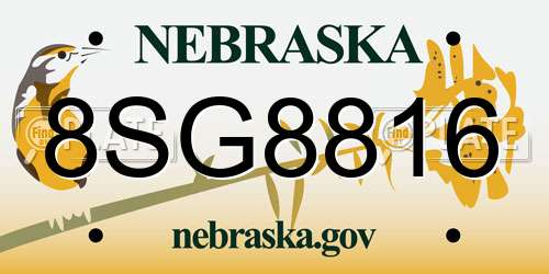 8SG8816 Nebraska License Plate