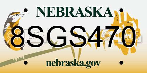 8SGS470 Nebraska License Plate
