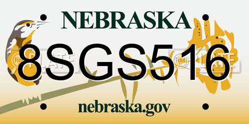 8SGS516 Nebraska License Plate