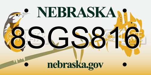 8SGS816 Nebraska License Plate