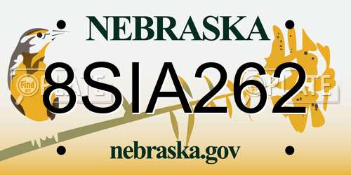 8SIA262 Nebraska License Plate