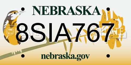 8SIA767 Nebraska License Plate
