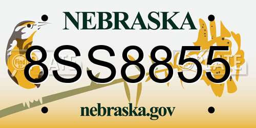 8SS8855 Nebraska License Plate