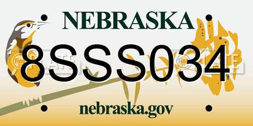 8SSS034 Nebraska License Plate