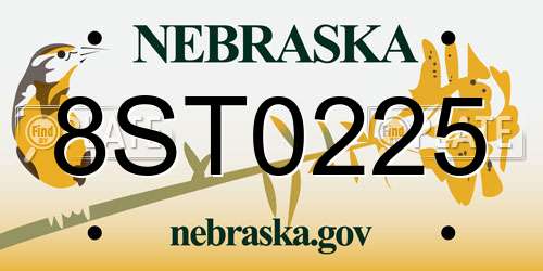 8ST0225 Nebraska License Plate