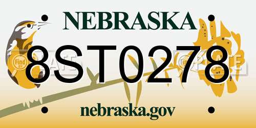 8ST0278 Nebraska License Plate