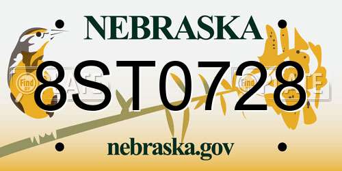 8ST0728 Nebraska License Plate