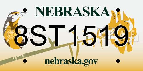 8ST1519 Nebraska License Plate