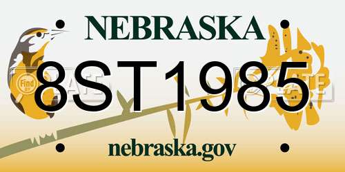 8ST1985 Nebraska License Plate