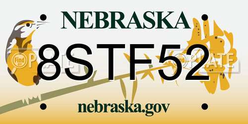 8STF52 Nebraska License Plate