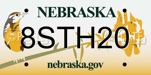8STH20 Nebraska License Plate
