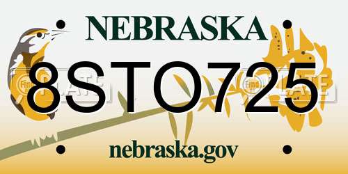 8STO725 Nebraska License Plate