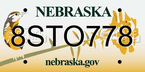 8STO778 Nebraska License Plate