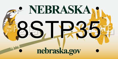 8STP35 Nebraska License Plate