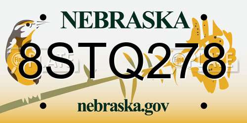 8STQ278 Nebraska License Plate
