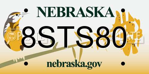 8STS80 Nebraska License Plate