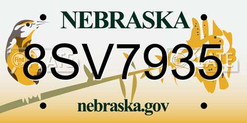 8SV7935 Nebraska License Plate