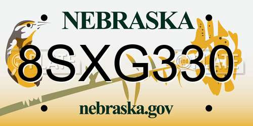 8SXG330 Nebraska License Plate
