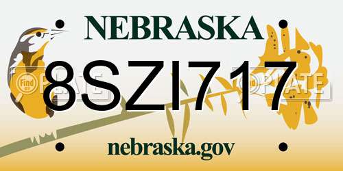8SZI717 Nebraska License Plate
