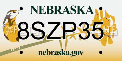 8SZP35 Nebraska License Plate