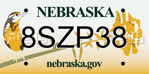 8SZP38 Nebraska License Plate