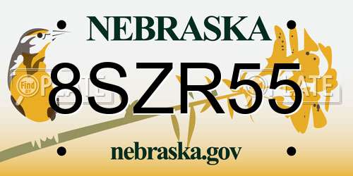 8SZR55 Nebraska License Plate