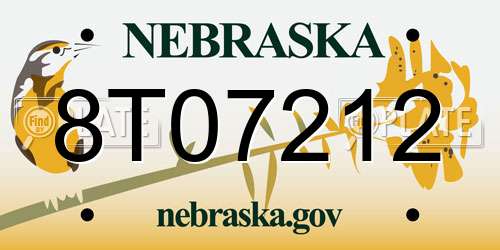8T07212 Nebraska License Plate