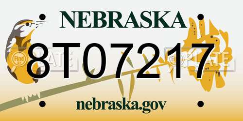 8T07217 Nebraska License Plate