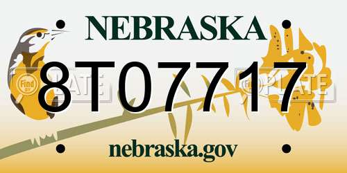 8T07717 Nebraska License Plate
