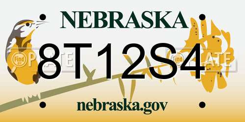 8T12S4 Nebraska License Plate