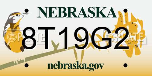8T19G2 Nebraska License Plate