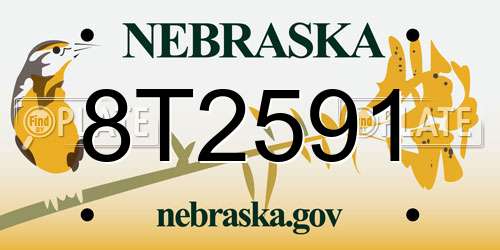 8T2591 Nebraska License Plate