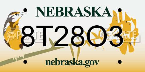 8T28O3 Nebraska License Plate